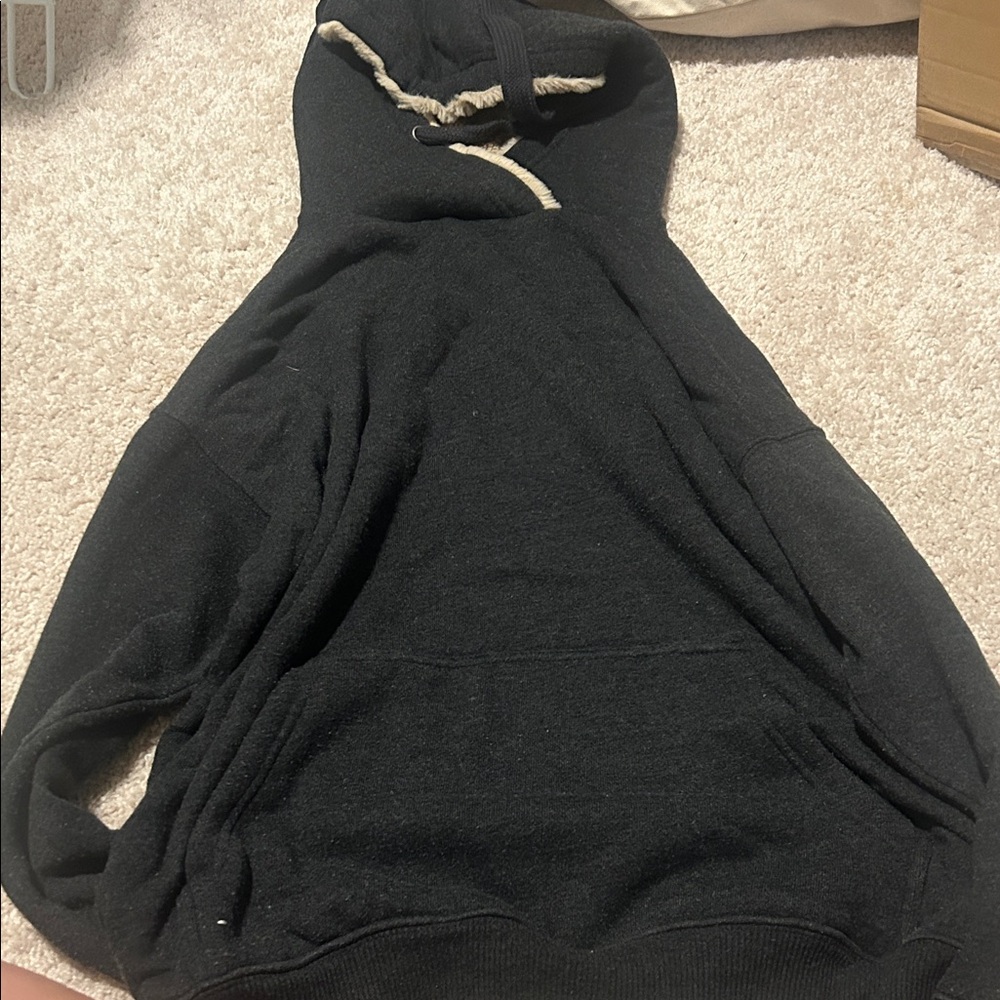 Aerie Black and Tan Fleece Hoodie
